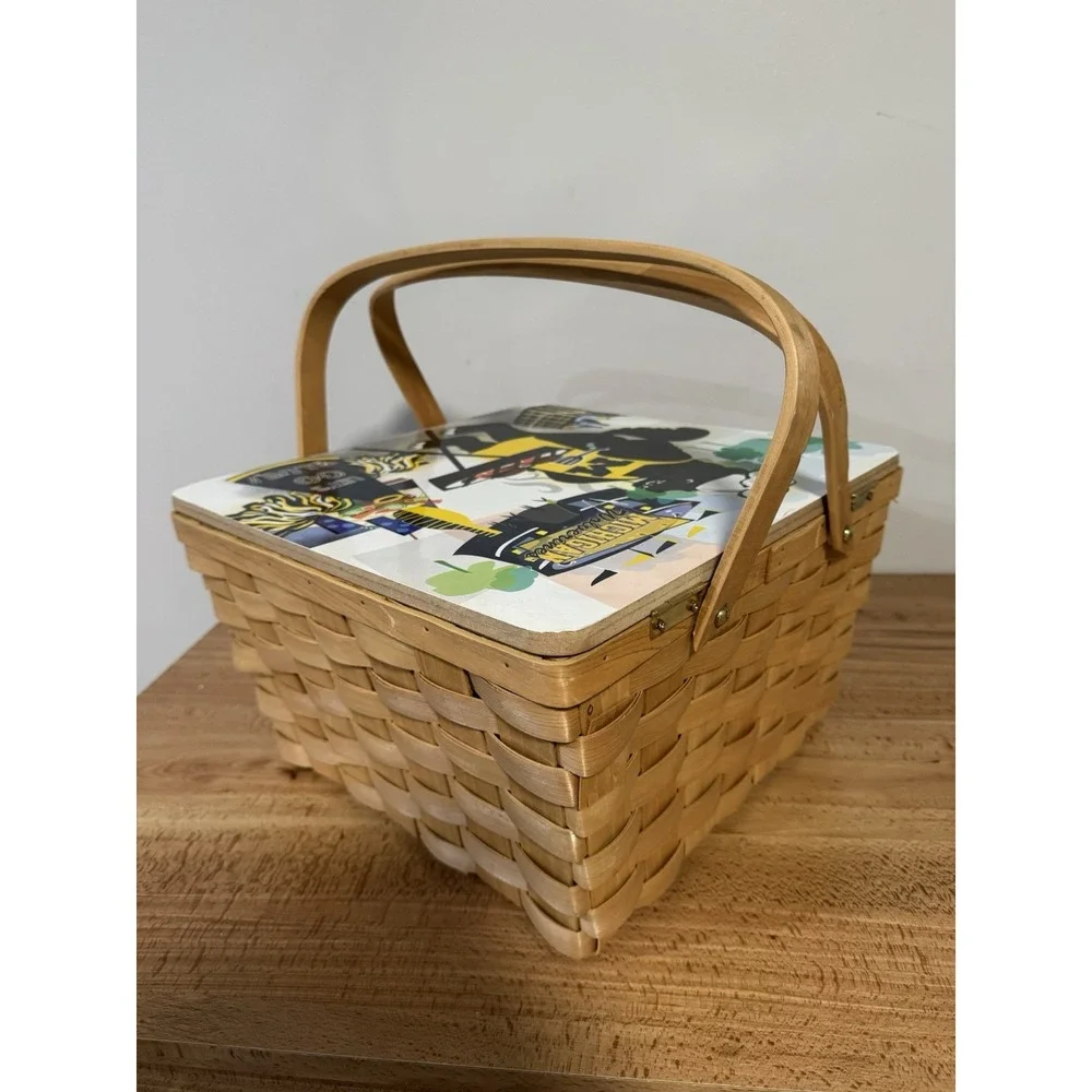 NEW University of Michigan Wolverines Becky Denny Picnic Tailgate Wicker Basket